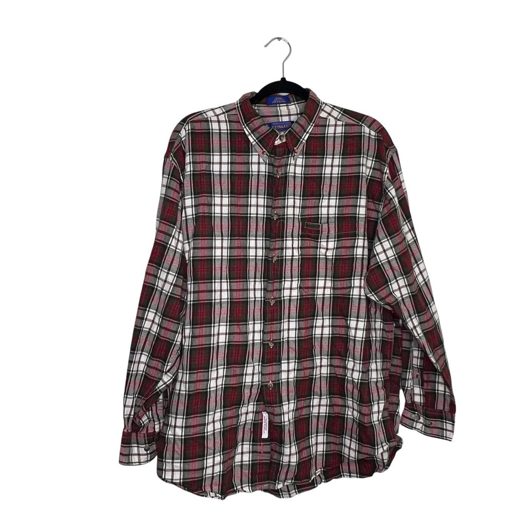 Pendleton Red Plaid Button Down Long Sleeve Size … - image 1